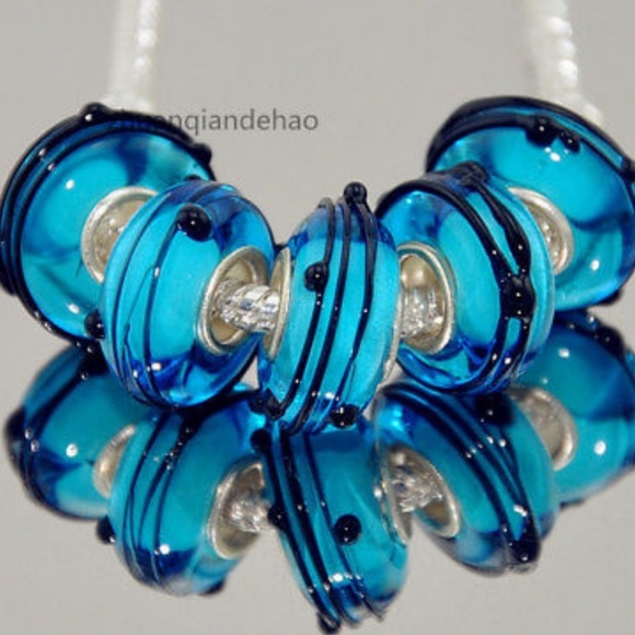 Murano Jewelry - Blue Translucent Murano Lampwork Charm Beads